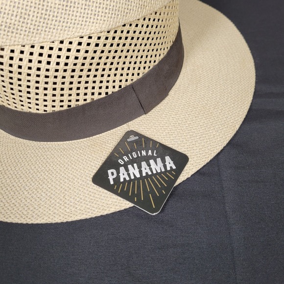 Original Panama Fedora Straw Hat Mens Size L Ivory - Picture 2 of 7